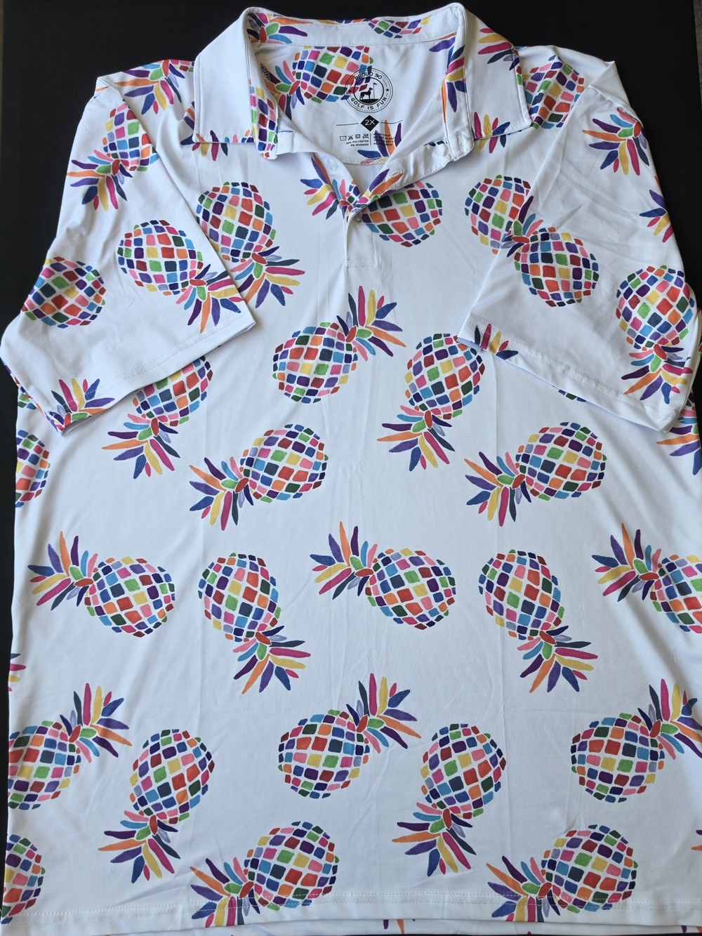 Men's White Pineapple Print Polo Shirt